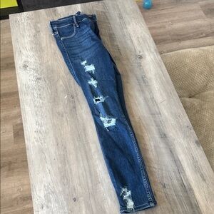 Hollister Dark Blue Distressed Skinny Jeans